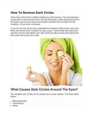 How To Remove Dark Circles - slide 1