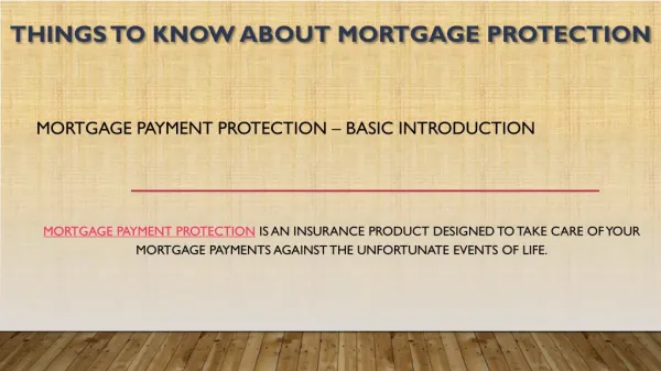 Things to Know About Mortgage Protection