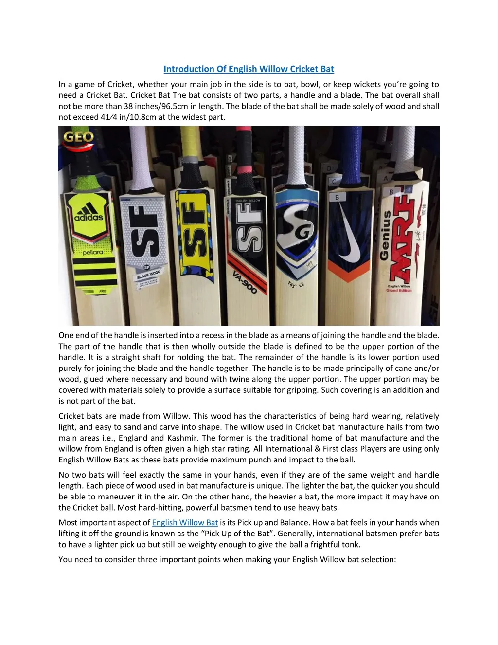 introduction of english willow cricket bat