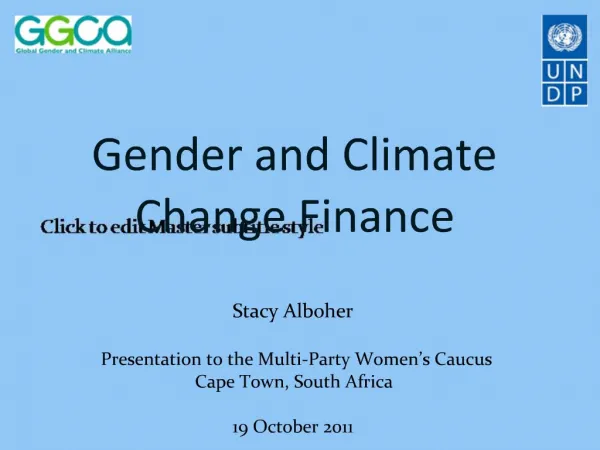 Gender and Climate Change Finance