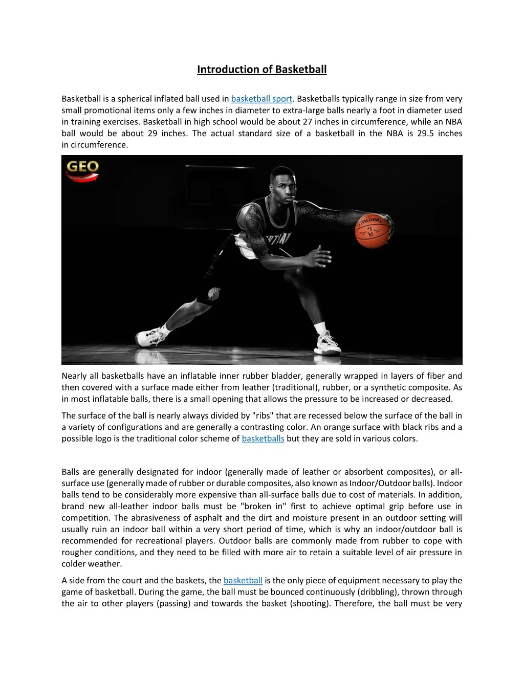 introduction of basketball