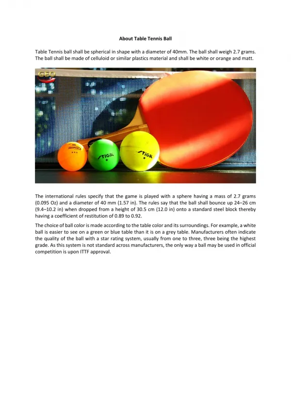 Table Tennis Ball