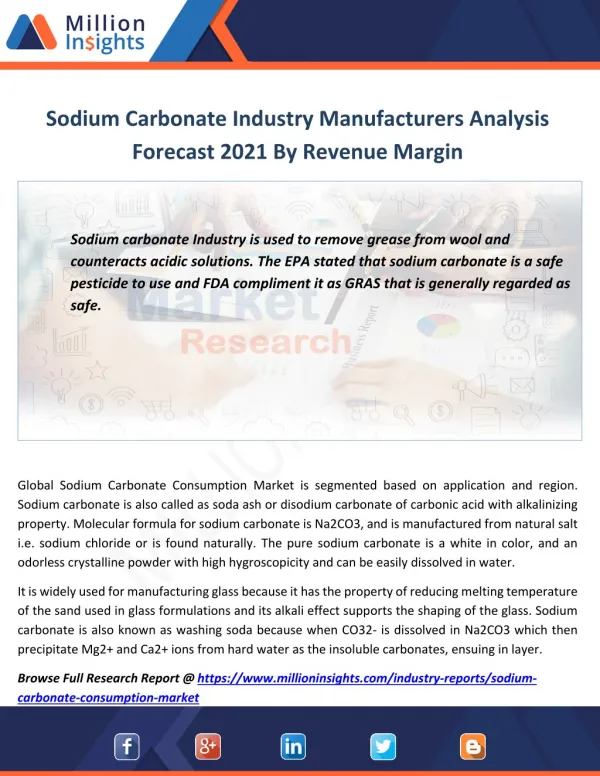 Sodium Carbonate Marketing Strategy Analysis, Distributors,Traders Forecast 2021