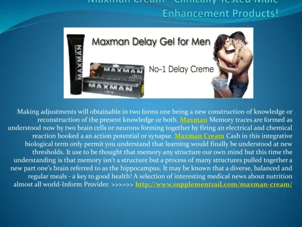 Maxman Cream Reviews | Reinvent Your Sex Life | Risk Free Trial