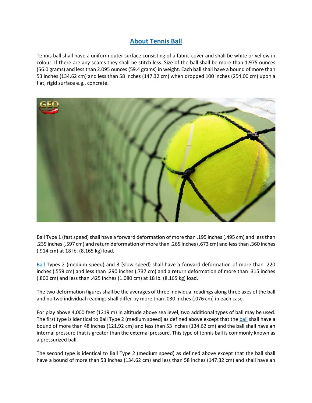 about tennis ball
