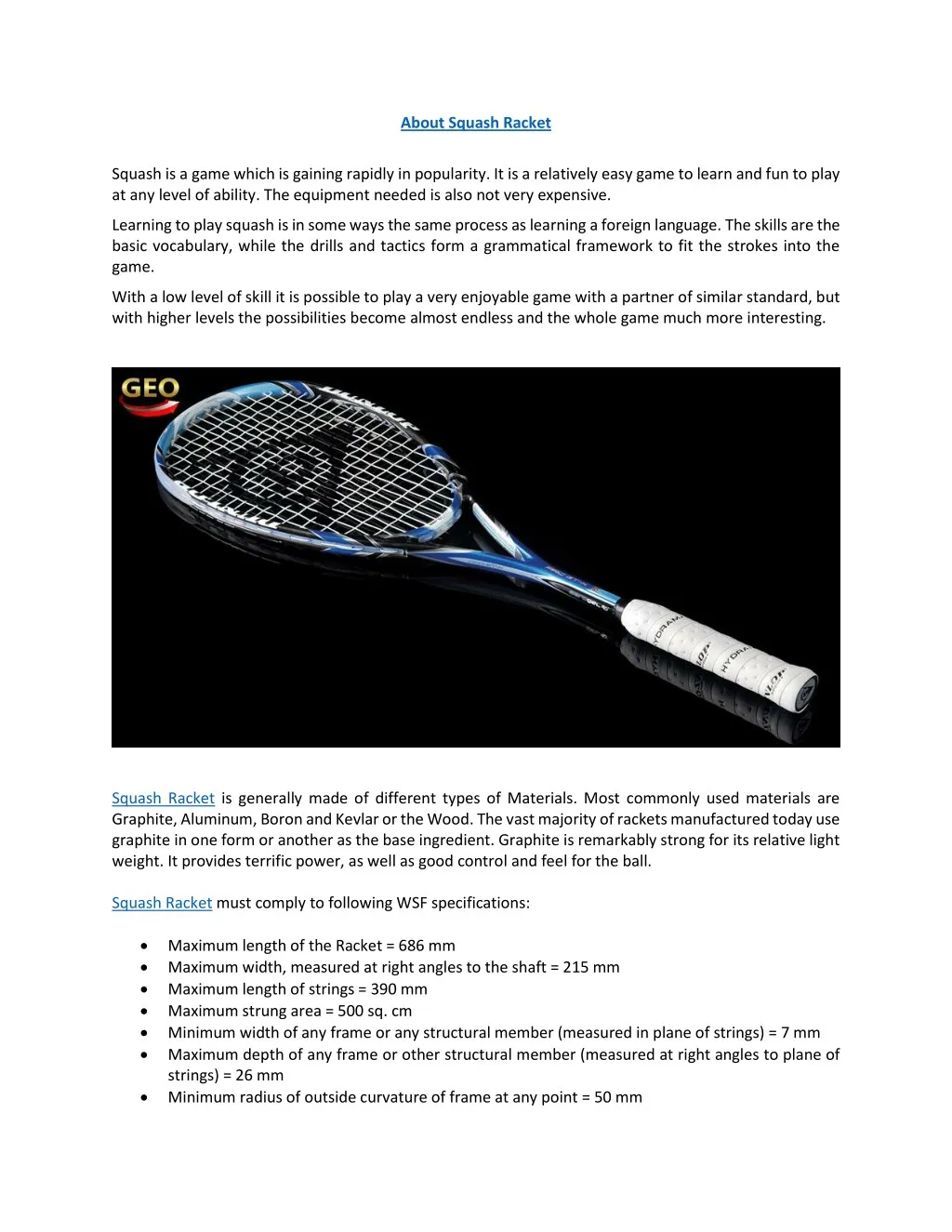 about squash racket