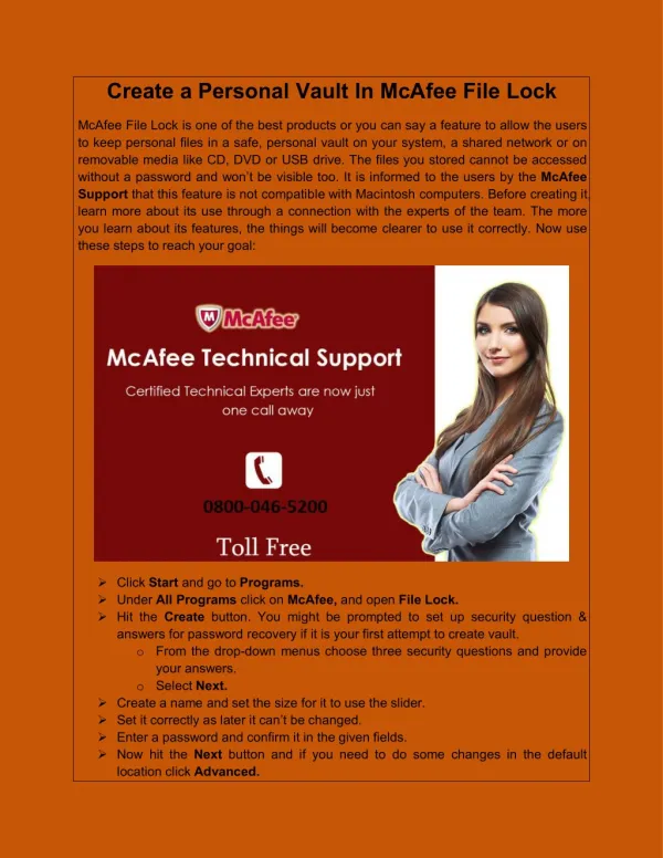 Create a Personal Vault In McAfee File Lock