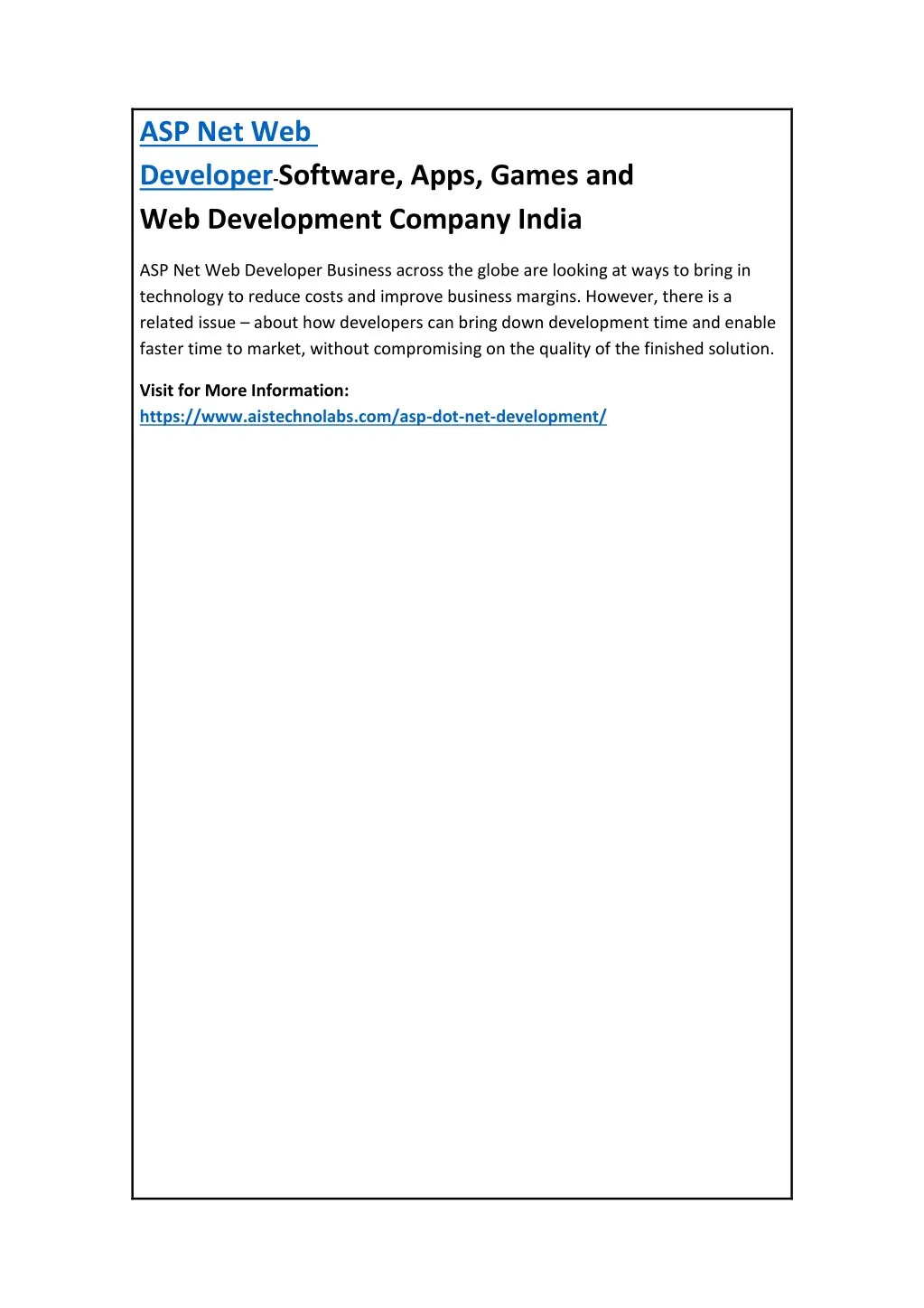 asp net web developer software apps games