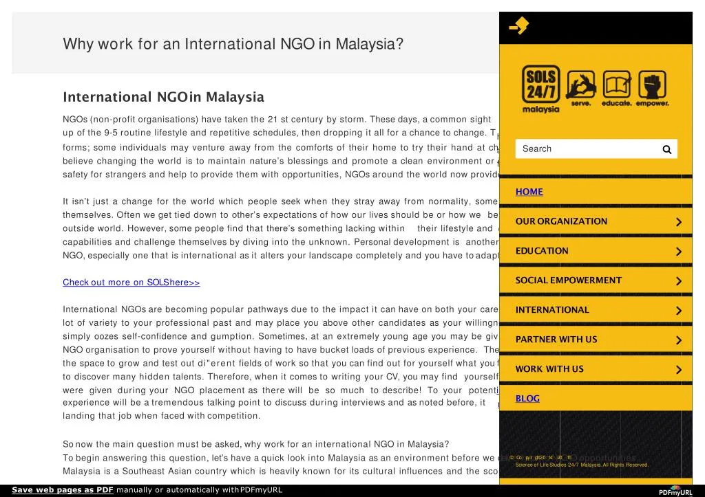 why work for an international ngo in malaysia