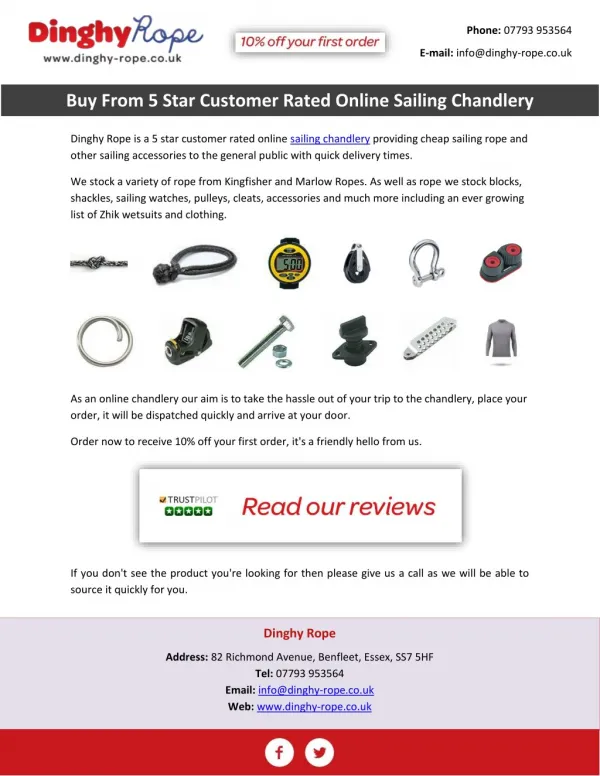 Buy From 5 Star Customer Rated Online Sailing Chandlery