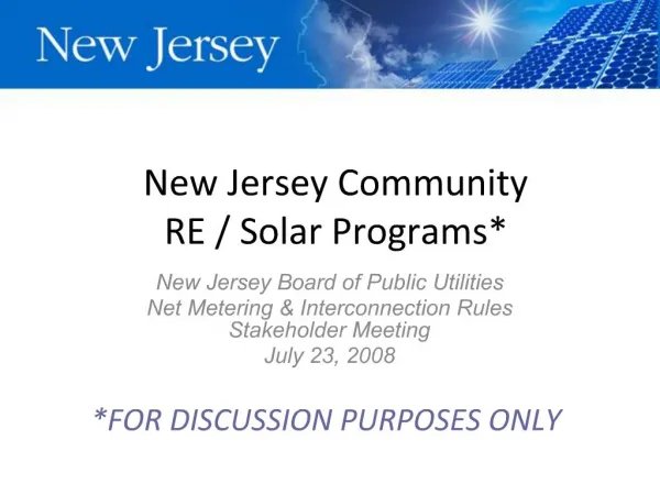 New Jersey Community RE