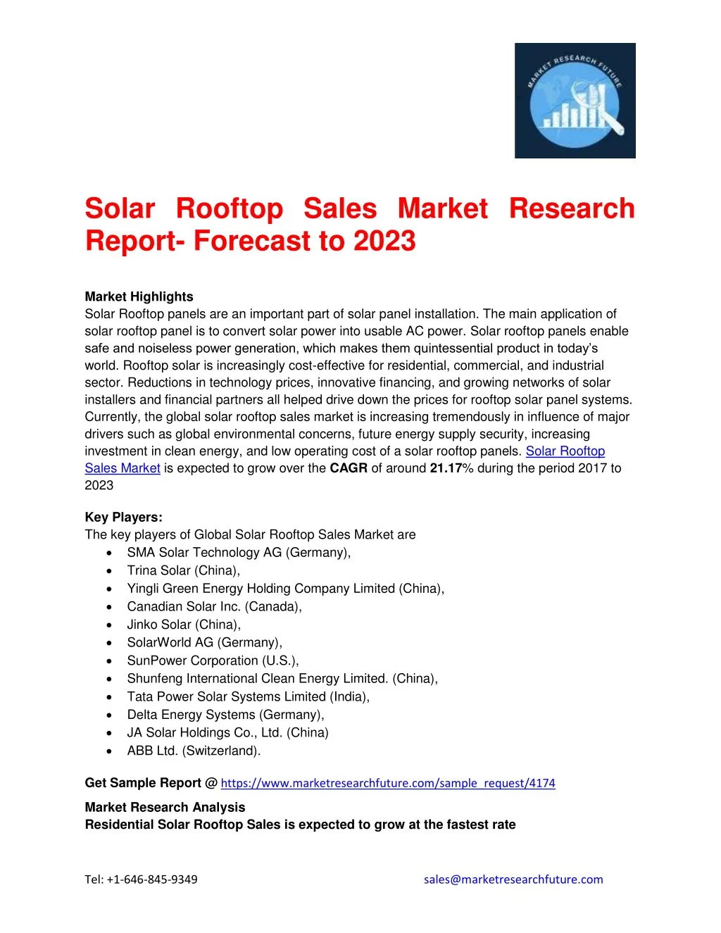 solar rooftop sales market research report