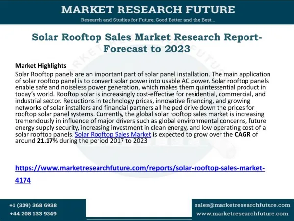 Solar Rooftop Sales Market Research Report- Forecast to 2023