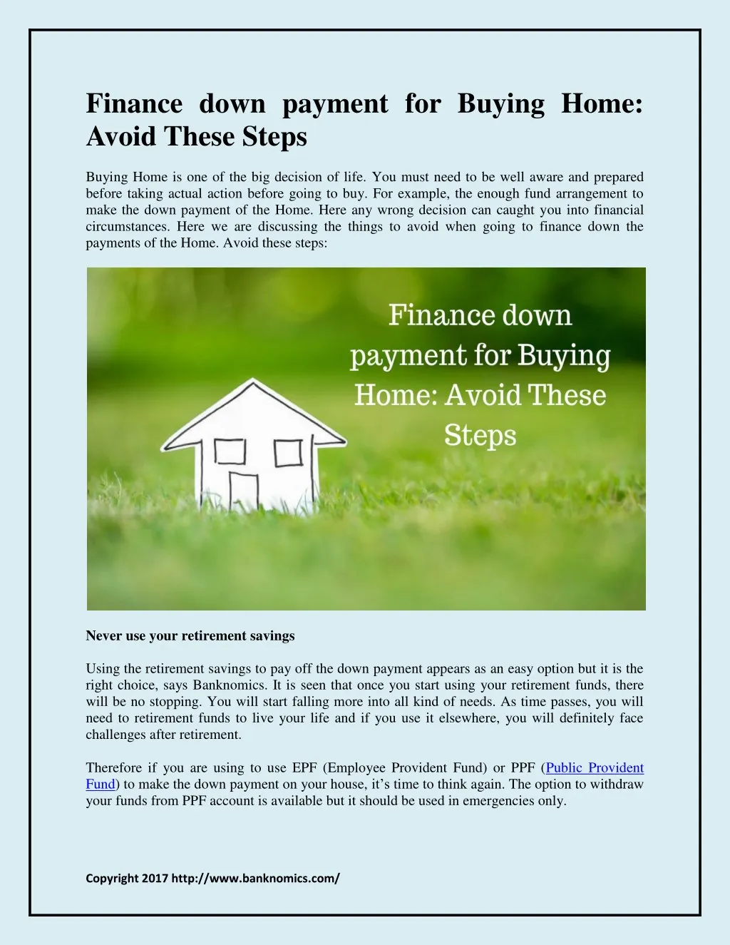 finance down payment for buying home avoid these