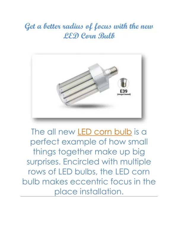 Outdoor LED Lights - Corn Bulb, Pole Light, Retrofit Light