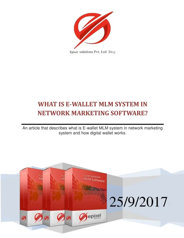 What is E-wallet MLM system in Network marketing software?