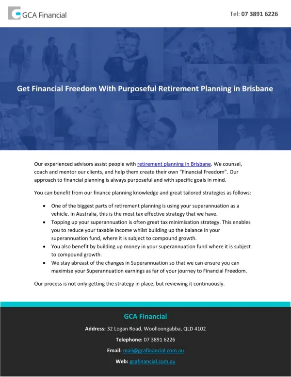 Get Financial Freedom With Purposeful Retirement Planning in Brisbane