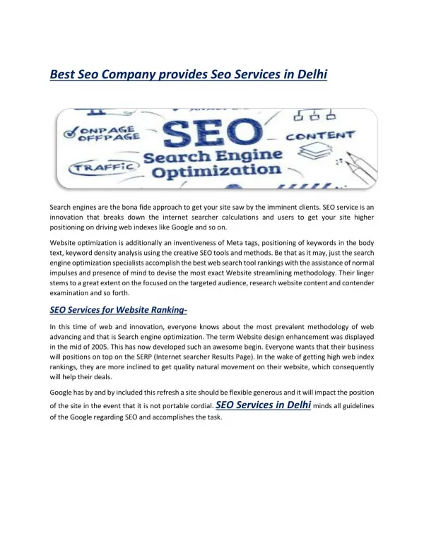 Get SEO Services in Delhi