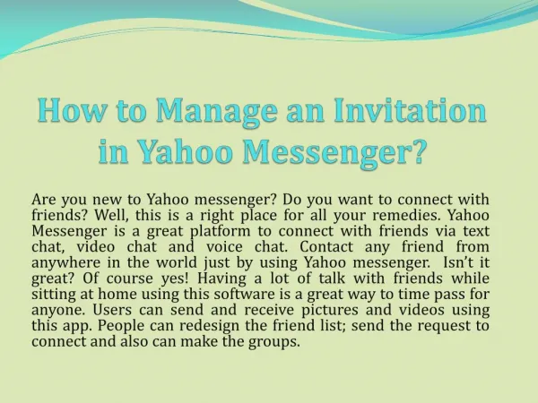 How to Manage an Invitation in Yahoo Messenger?