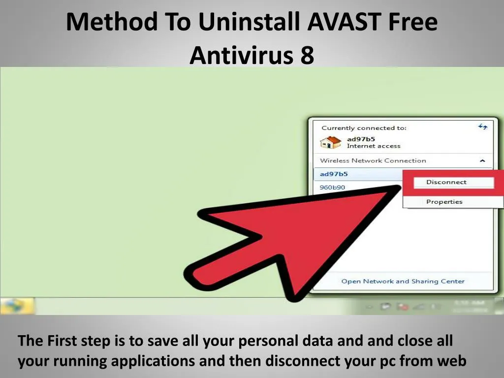 method to uninstall avast free antivirus 8