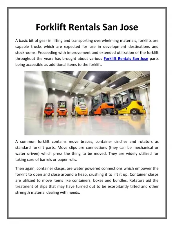 Forklift Rentals San Francisco