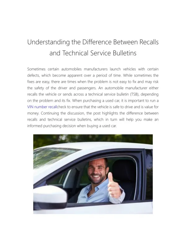 Understanding the Difference Between Recalls and Technical Service Bulletins