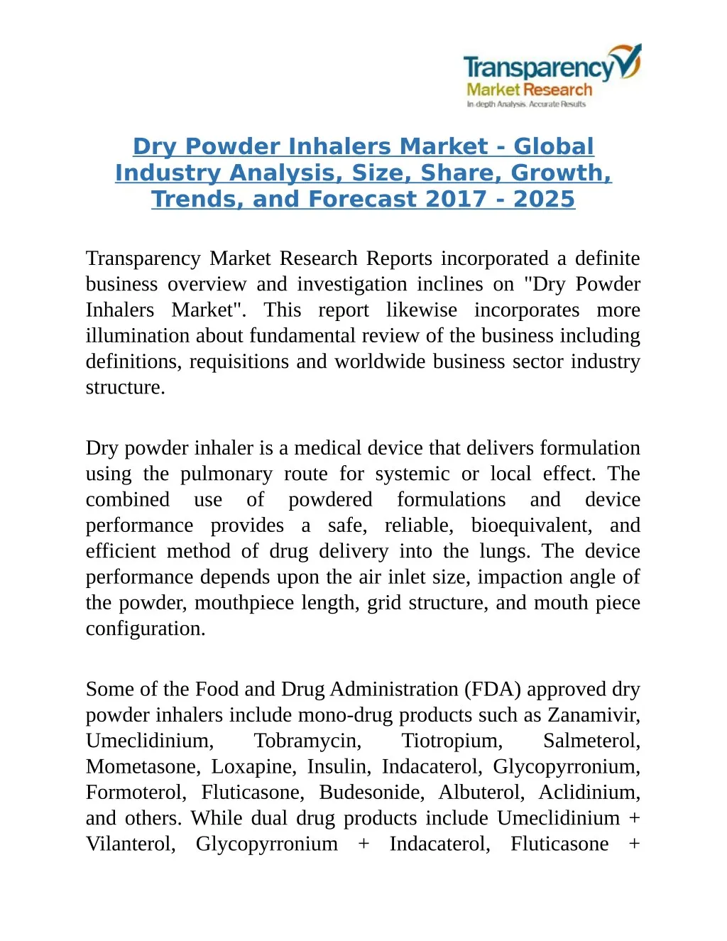 dry powder inhalers market global industry