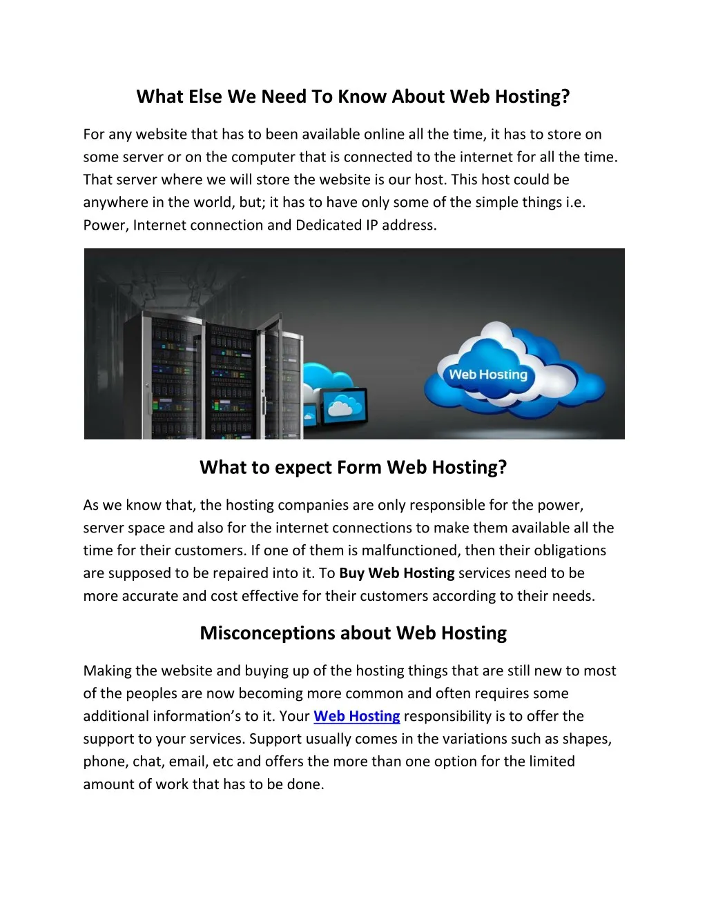 what else we need to know about web hosting