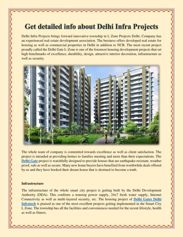 Get Detailed info about Delhi Infra Projects