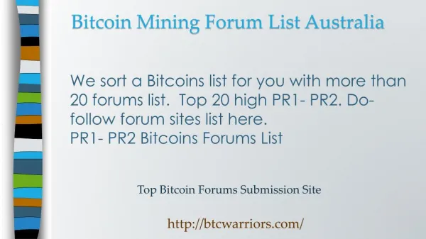 Bitcoin Mining Forum Australia