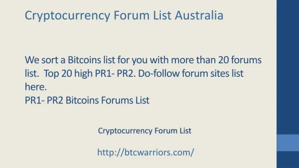 Cryptocurrency Forum Australia