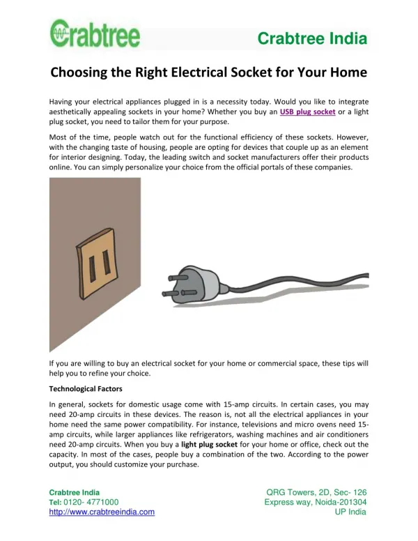 Choosing the Right Electrical Socket for Your Home