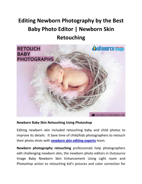 Newborn Baby Skin Retouching | Creamy Newborn Skin Using Photoshop
