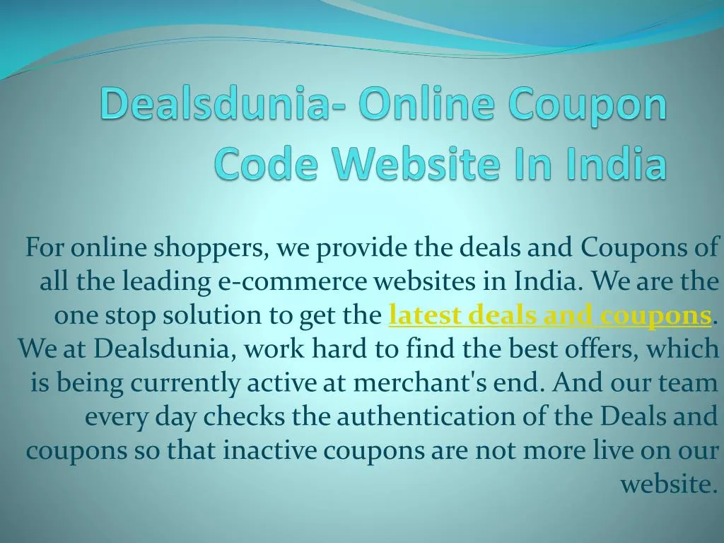 dealsdunia online coupon code website in india