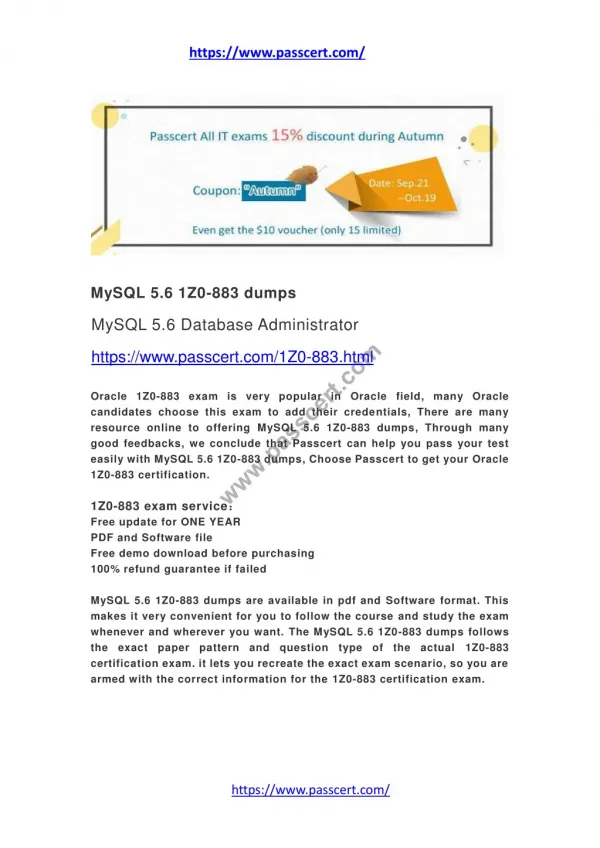 MySQL 5.6 1Z0-883 dumps