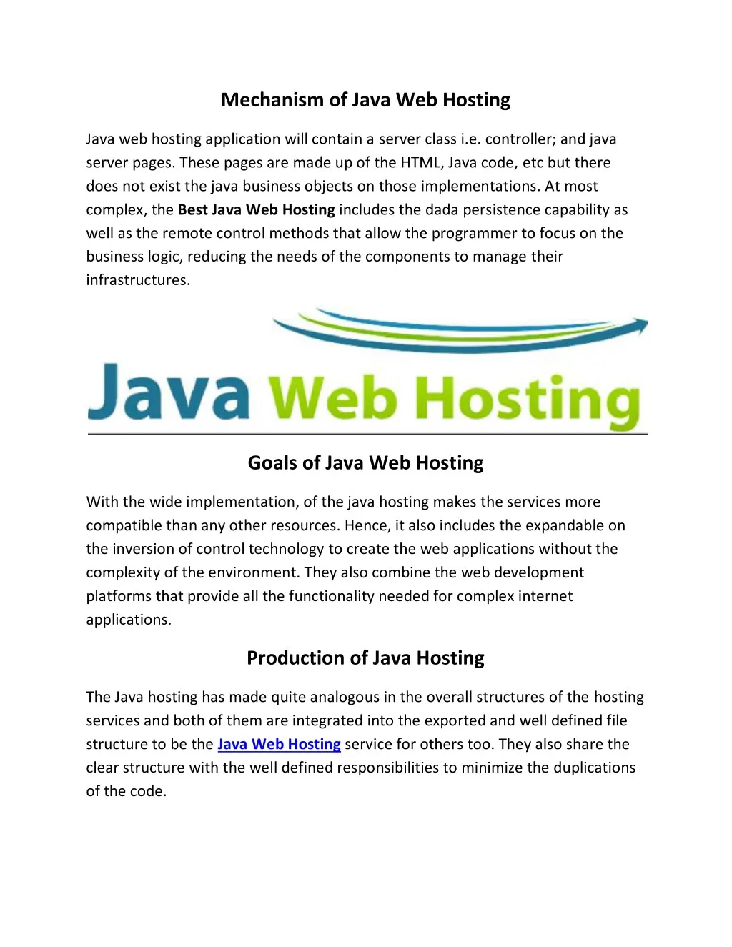 mechanism of java web hosting