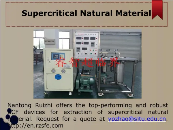 Experimental Supercritical Extraction Devices