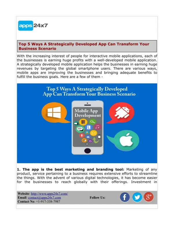 Top 5 Ways A Strategically Developed App Can Transform Your Business Scenario