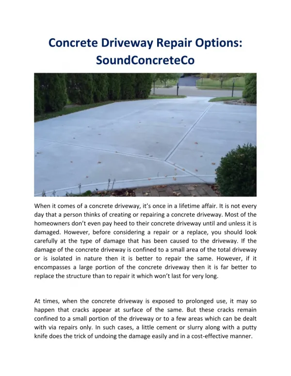 Concrete Driveway Repair Options: SoundConcreteCo