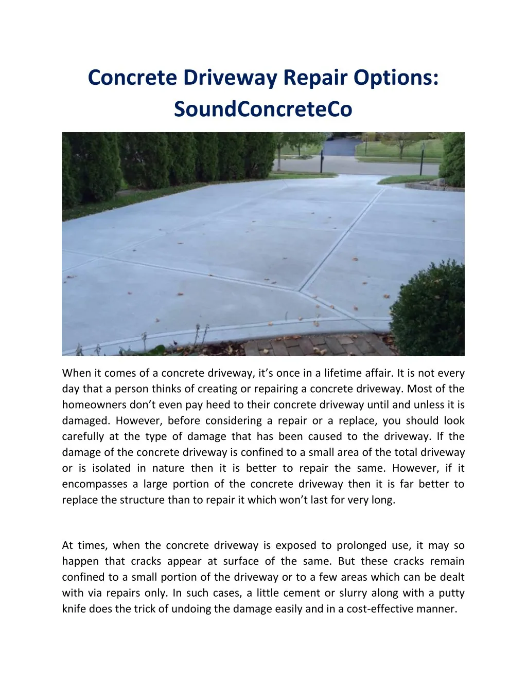 concrete driveway repair options soundconcreteco