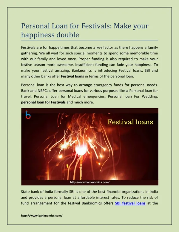 Personal Loan for Festivals: Make your happiness double