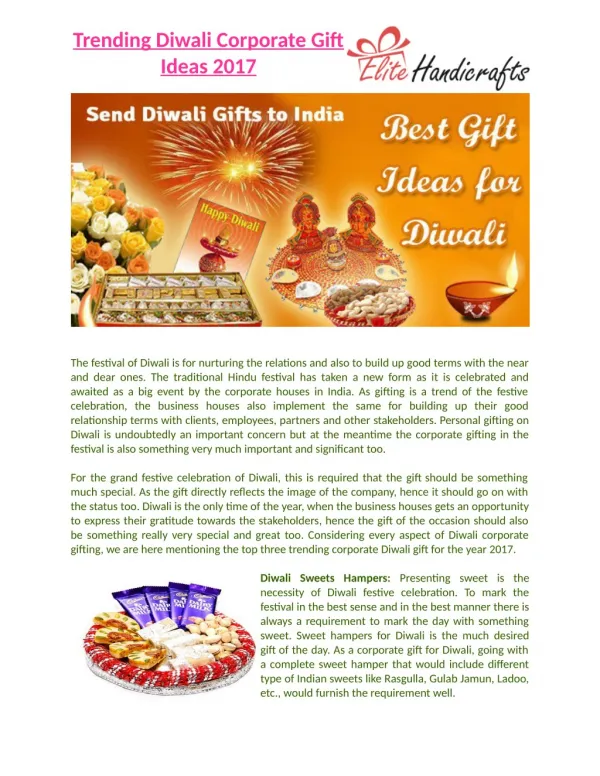 Trending Diwali Corporate Gift Ideas 2017