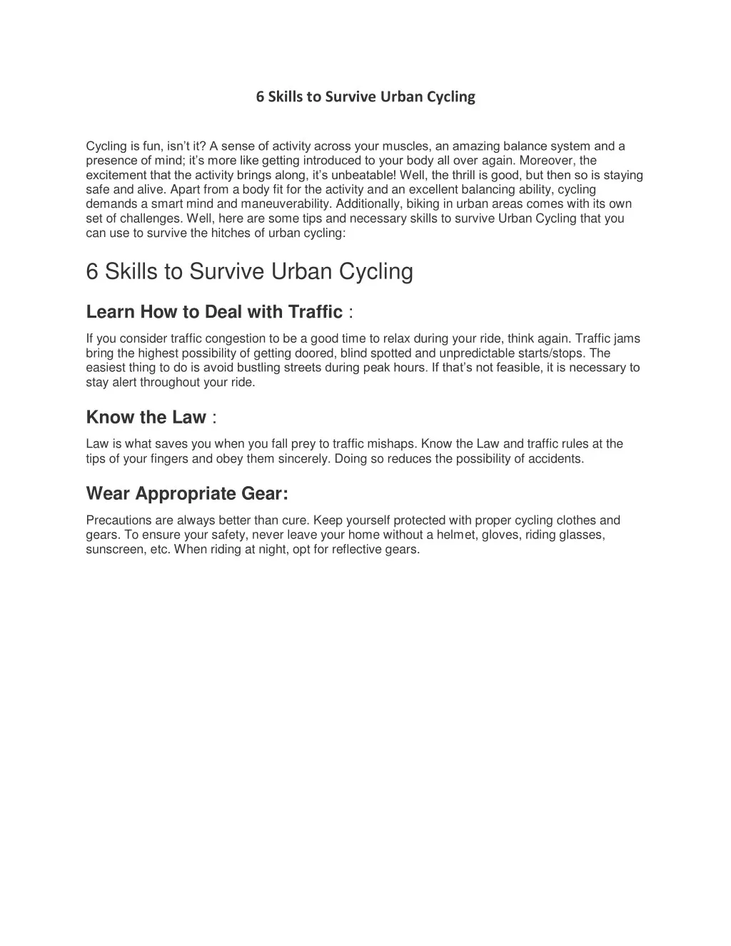 6 skills to survive urban cycling