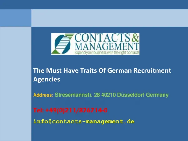 The Must Have Traits Of German Recruitment Agencies