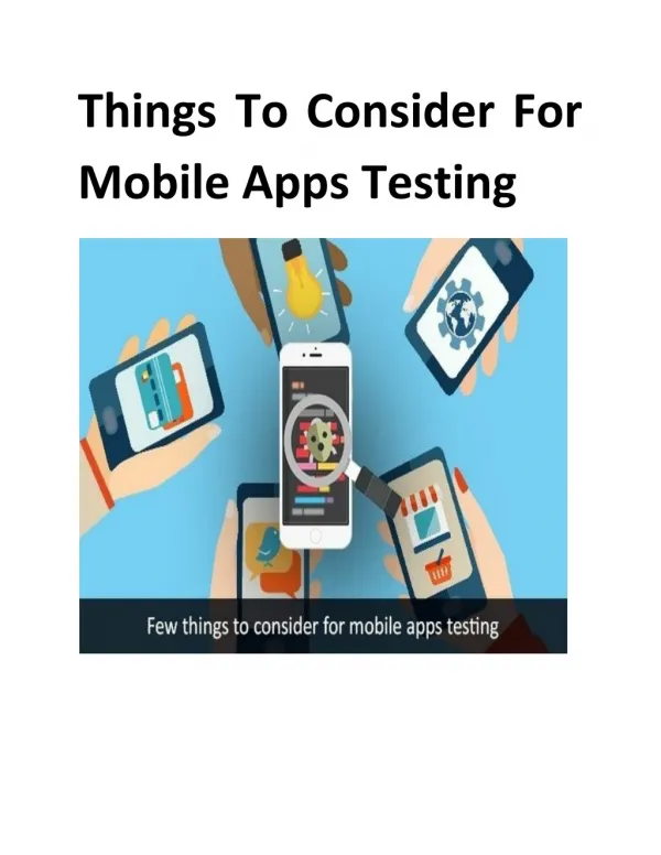 Things To Consider For Mobile Apps Testing