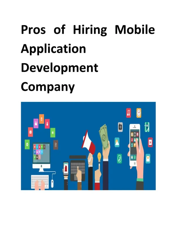 Pros of Hiring Mobile Application Development Company