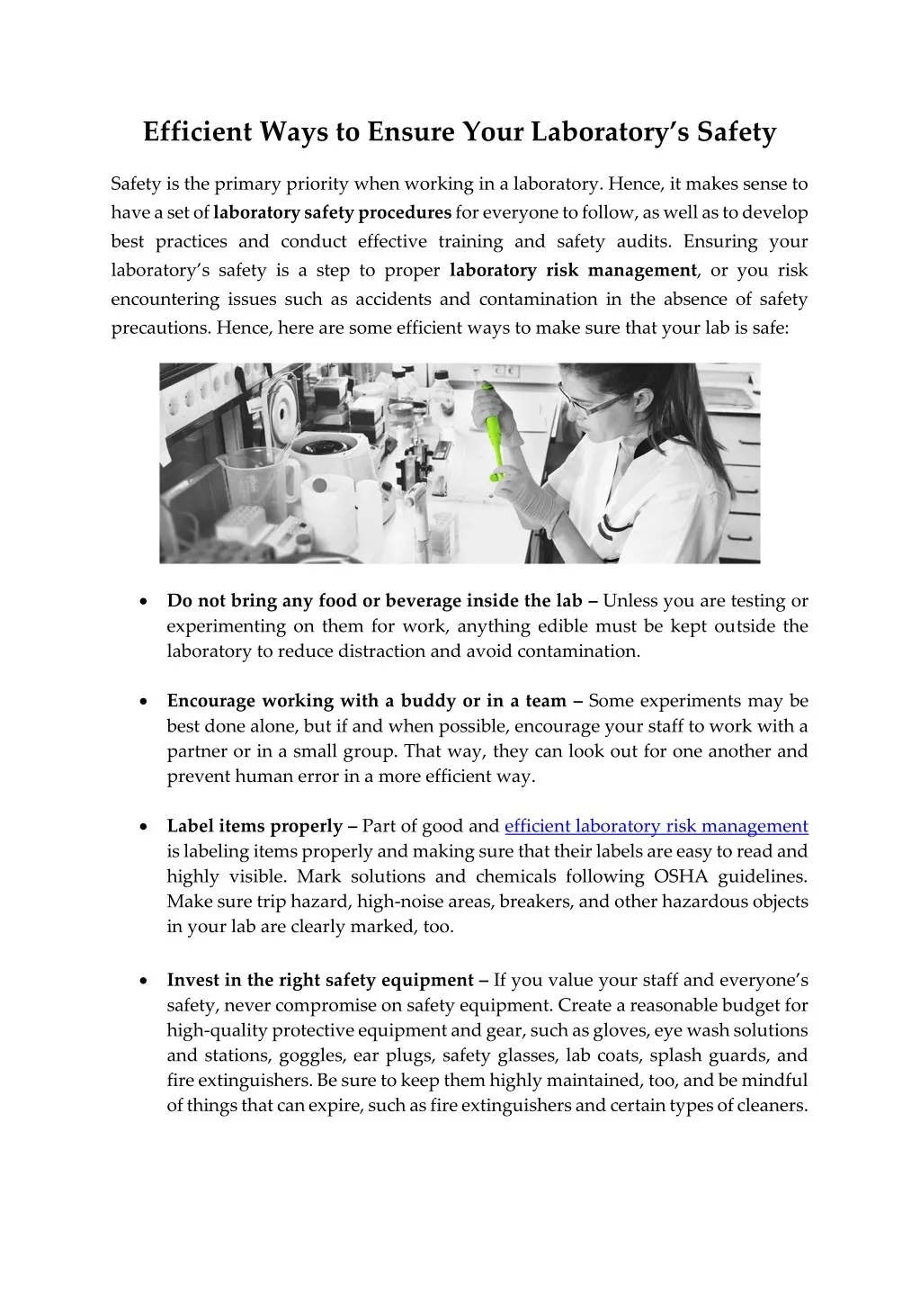 efficient ways to ensure your laboratory s safety