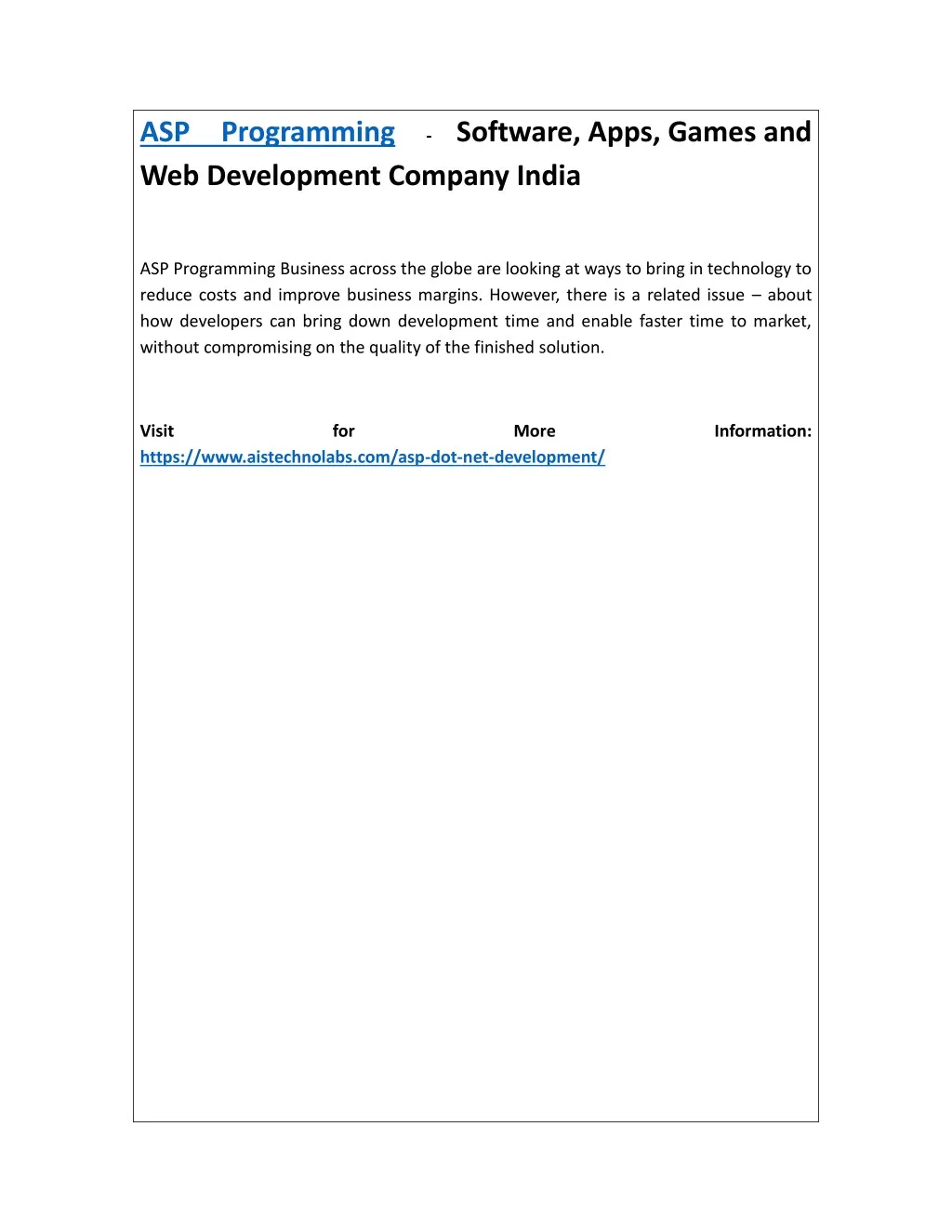 asp programming web development company india
