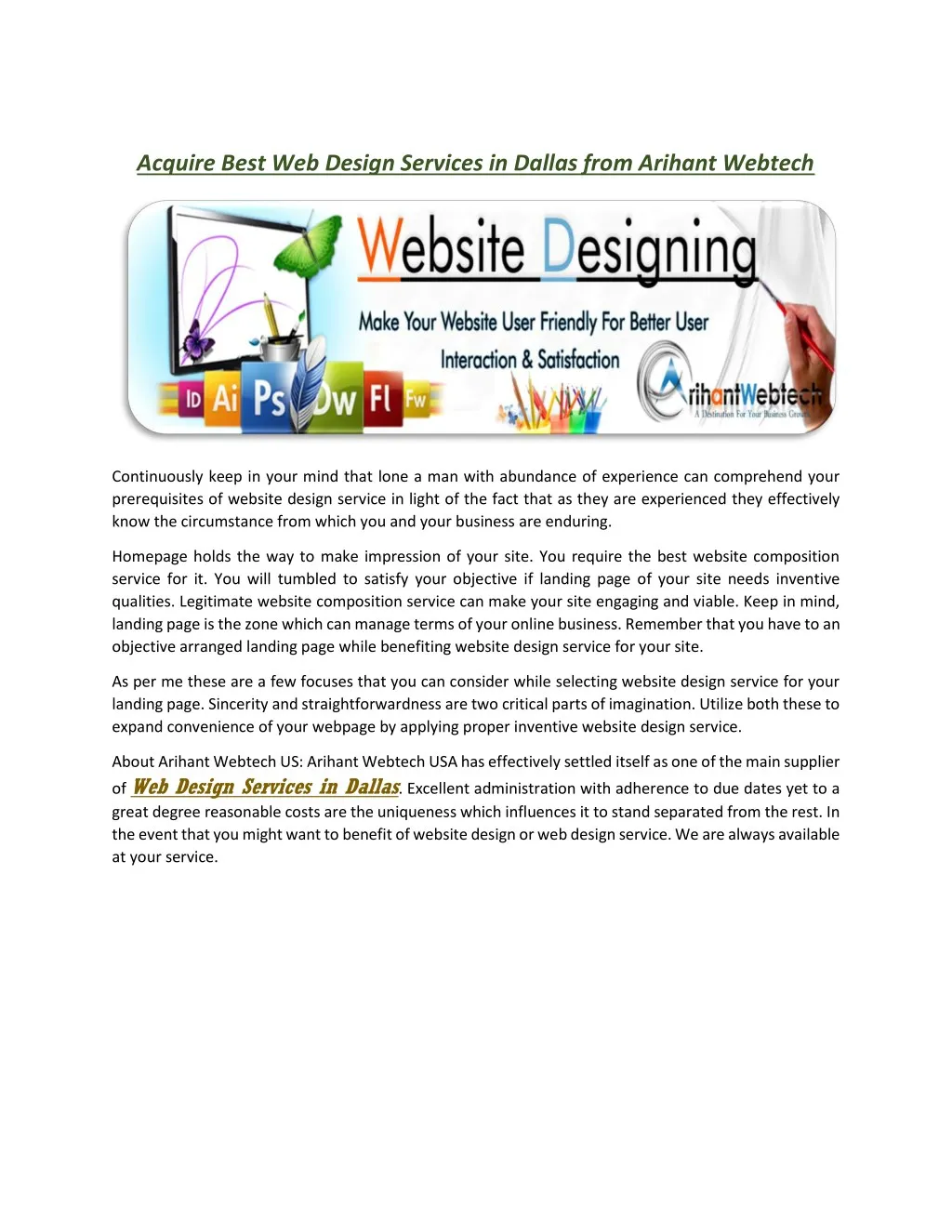 acquire best web design services in dallas from