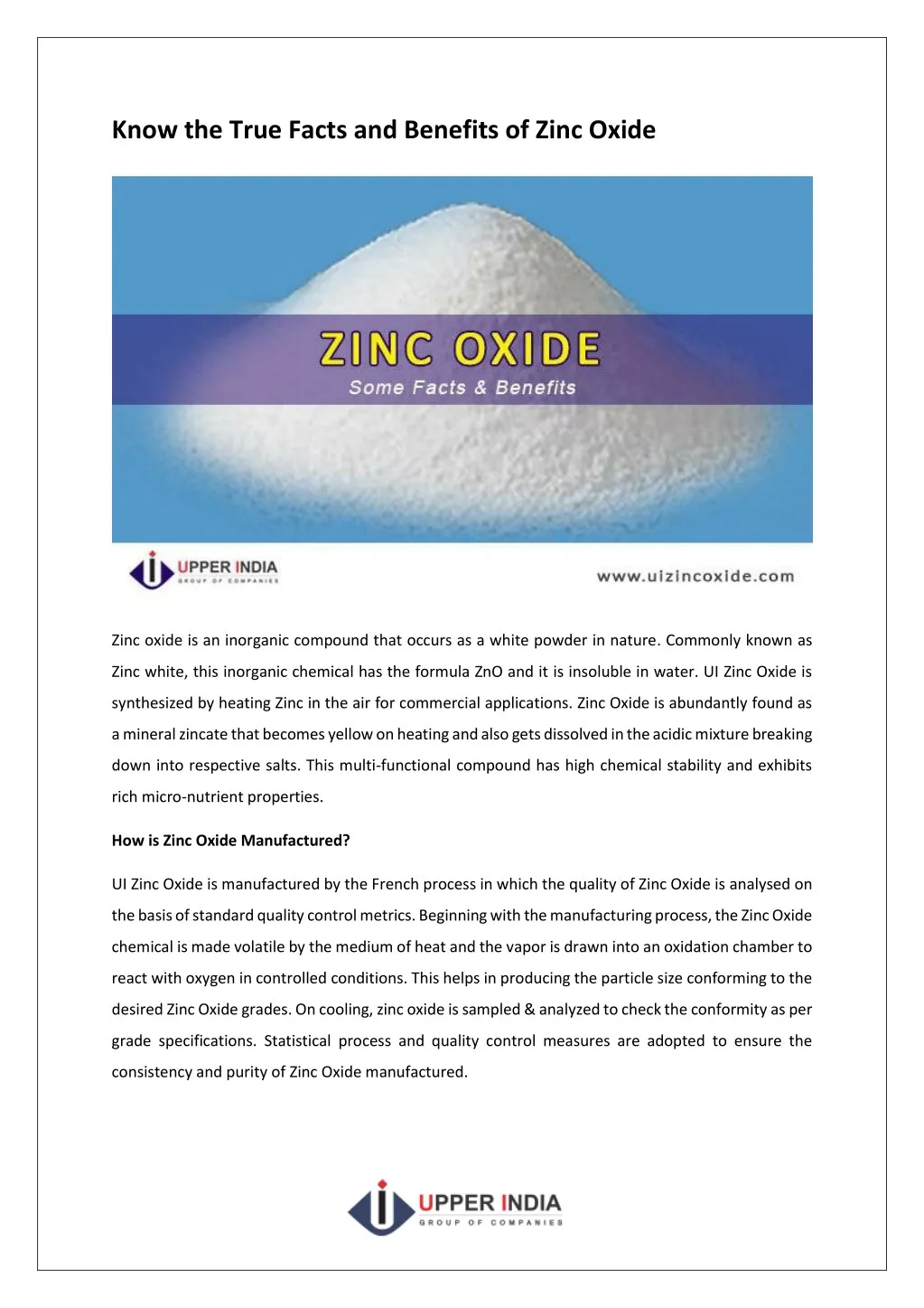 know the true facts and benefits of zinc oxide
